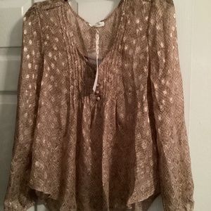 Sheer Large Women Tunic Top Gold